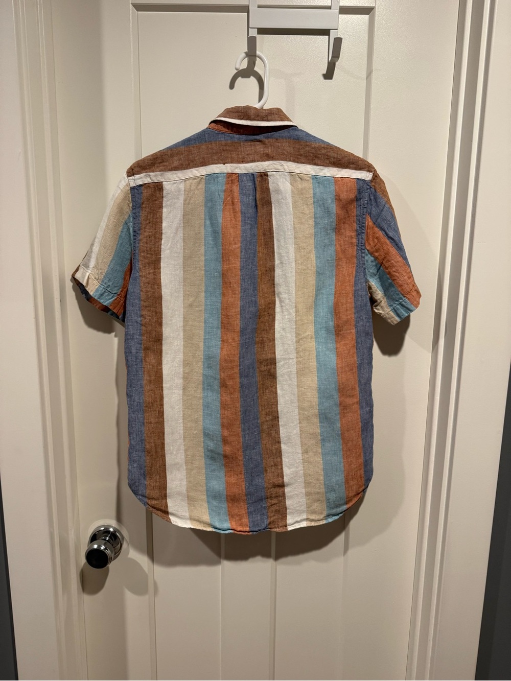 J. Crew Men’s Striped Short-Sleeve Linen Blend Shirt. Size S - Picture 3 of 3